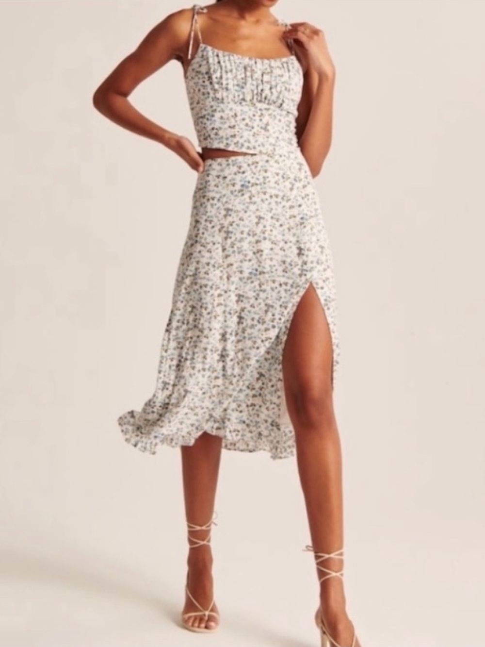 Abercrombie & Fitch floral cami midi
skirt set skirt size xs top size medium